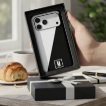 シンプル白黒スプリットカスタムモノグラムイニシャル