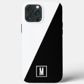 シンプル白黒スプリットカスタムモノグラムイニシャル Case-Mate iPhoneケース (裏面)