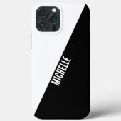 シンプル白黒スプリットスタイリッシュ名前をカスタムする Case-Mate iPhoneケース (裏面)