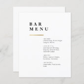 シンプル白黒タイポグラフィの結婚バーメニュー (正面/裏面)