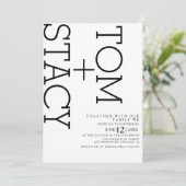 シンプル白黒タイポグラフィウルトラはっきりした結婚ーズ 招待状 (スタンド正面)