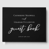 シンプル白黒タイポグラフィシックモダン結婚ス ゲストブック (正面)