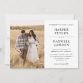 シンプル白黒タイポグラフィフォト結婚ズ 招待状 (正面)