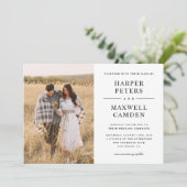 シンプル白黒タイポグラフィフォト結婚ズ 招待状 (スタンド正面)