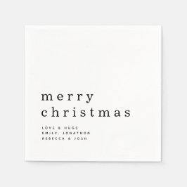 シンプル白黒タイポグラフィメリークリスマス スタンダードカクテルナプキン