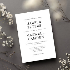 シンプル白黒タイポグラフィ結婚ズ 招待状