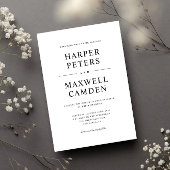 シンプル白黒タイポグラフィ結婚ズ 招待状