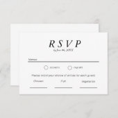 シンプル白黒タイポグラフィ結婚式RSVP 出欠カード (正面/裏面)