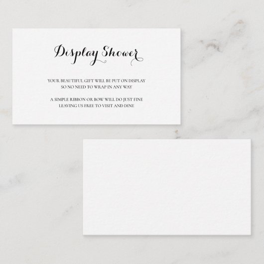 シンプル白黒ディスプレエレガントイシャワー エンクロージャーカード (正面/裏面)