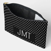 シンプル白黒ドットモノグラム アクセサリーポーチ (見開き)