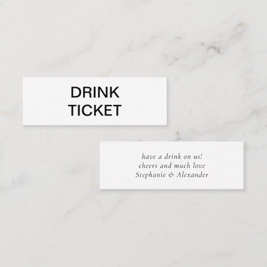 シンプル白黒ニュー結婚リュウズチケット スキニー名刺 (正面/裏面)