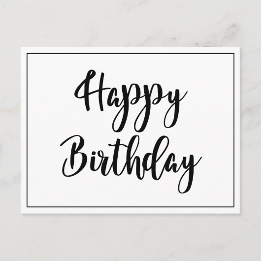 シンプル白黒ハッピーバースデー ポストカード (正面)