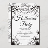 シンプル白黒ハロウィーン招待状 招待状 (正面/裏面)