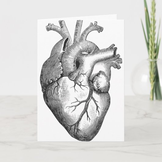 シンプル白黒ハートイラストレーション カード (正面)