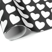 シンプル白黒ハートパターガーリーン ラッピングペーパー (ロールコーナー)