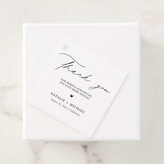 シンプル白黒ハートパーソナライズされた結婚の フェイバータグ (インサイチュ)