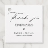 シンプル白黒ハートパーソナライズされた結婚の フェイバータグ (正面)