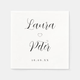 シンプル白黒ハート結婚ズ スタンダードカクテルナプキン