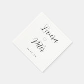 シンプル白黒ハート結婚ズ スタンダードカクテルナプキン (角)