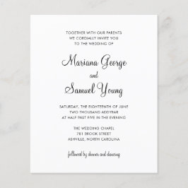 シンプル白黒バジェット結婚式招待状