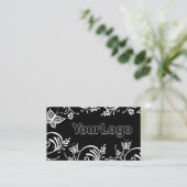 シンプル白黒バタフライミニマリストロゴ 名刺 (スタンド正面)