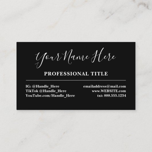 シンプル白黒バタフライミニマリストロゴ 名刺 (裏面)