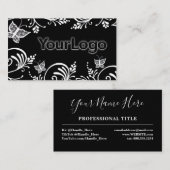 シンプル白黒バタフライミニマリストロゴ 名刺 (正面/裏面)