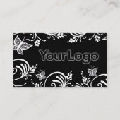 シンプル白黒バタフライミニマリストロゴ 名刺 (正面)