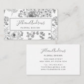 シンプル白黒バラフローラデザインプロフェッショナル 名刺 (正面/裏面)