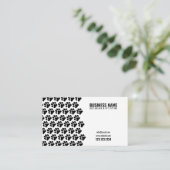 シンプル白黒パターンのPaw印刷ドッグウォーカー 名刺 (スタンド正面)