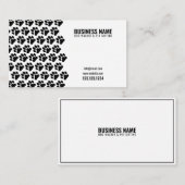 シンプル白黒パターンのPaw印刷ドッグウォーカー 名刺 (正面/裏面)