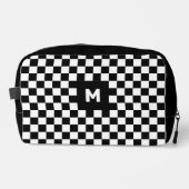 シンプル白黒パタ市松模様にーンモノグラム ドップキット (正面)