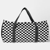 シンプル白黒パタ市松模様にーン ダッフルバッグ (正面)