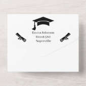 シンプル白黒パーソナライズされた保存日 オールインワン招待状 (裏面)