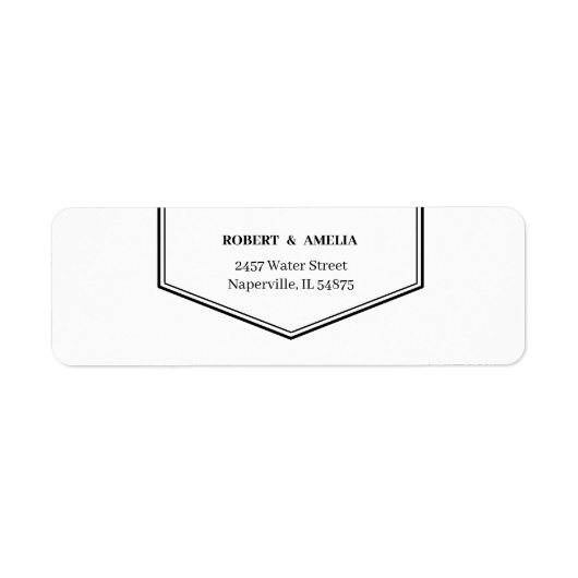 シンプル白黒パーソナライズされた差出人住所 ラベル (正面)