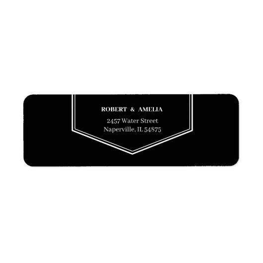 シンプル白黒パーソナライズされた差出人住所 ラベル (正面)