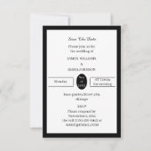 シンプル白黒パーソナライズされた セーブザデート (正面)