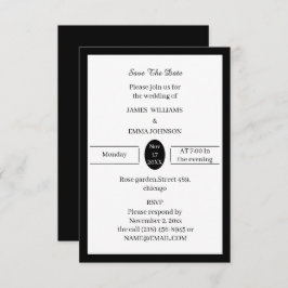 シンプル白黒パーソナライズされた セーブザデート