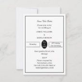 シンプル白黒パーソナライズされた セーブザデート (正面)