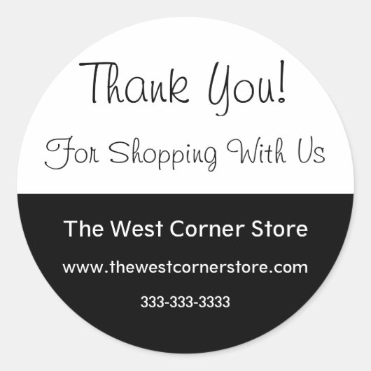 シンプル白黒ビジネスのお客様に感謝 ラウンドシール (正面)