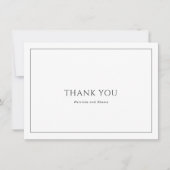 シンプル白黒フォトエレガントな結婚式 サンキューカード (正面)