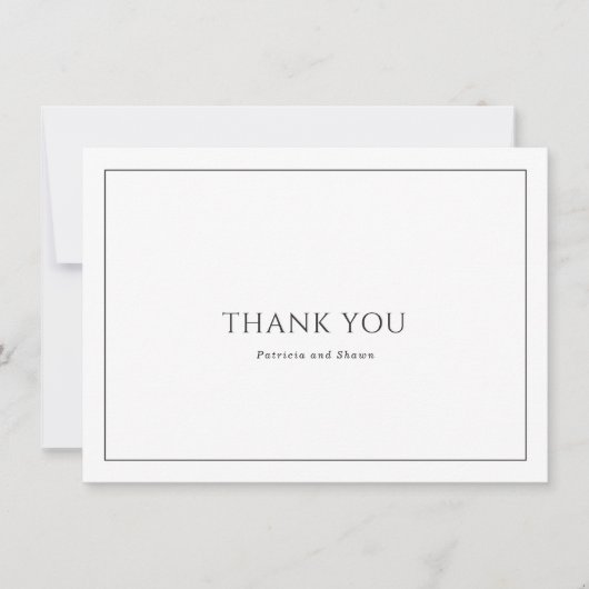 シンプル白黒フォトエレガントな結婚式 サンキューカード (正面)