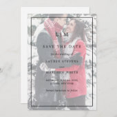 シンプル白黒フォトエレガントな結婚式 セーブザデート (正面/裏面)