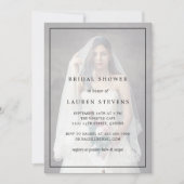 シンプル白黒フォトエレガントブライダルシャワー 招待状 (正面)