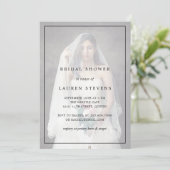 シンプル白黒フォトエレガントブライダルシャワー 招待状 (スタンド正面)