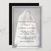シンプル白黒フォトエレガントブライダルシャワー 招待状 (正面/裏面)
