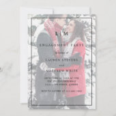 シンプル白黒フォトエレガント婚約パーティ 招待状 (正面)