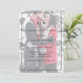 シンプル白黒フォトエレガント婚約パーティ 招待状 (スタンド正面)