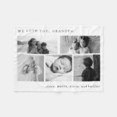 シンプル白黒フォトグ数々のリッド | グランパ フリースブランケット (正面(横))