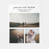 シンプル白黒フォトコラージュモダン フリースブランケット (正面)